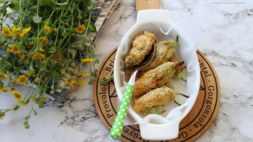 Fiori di zucca ripieni al forno
