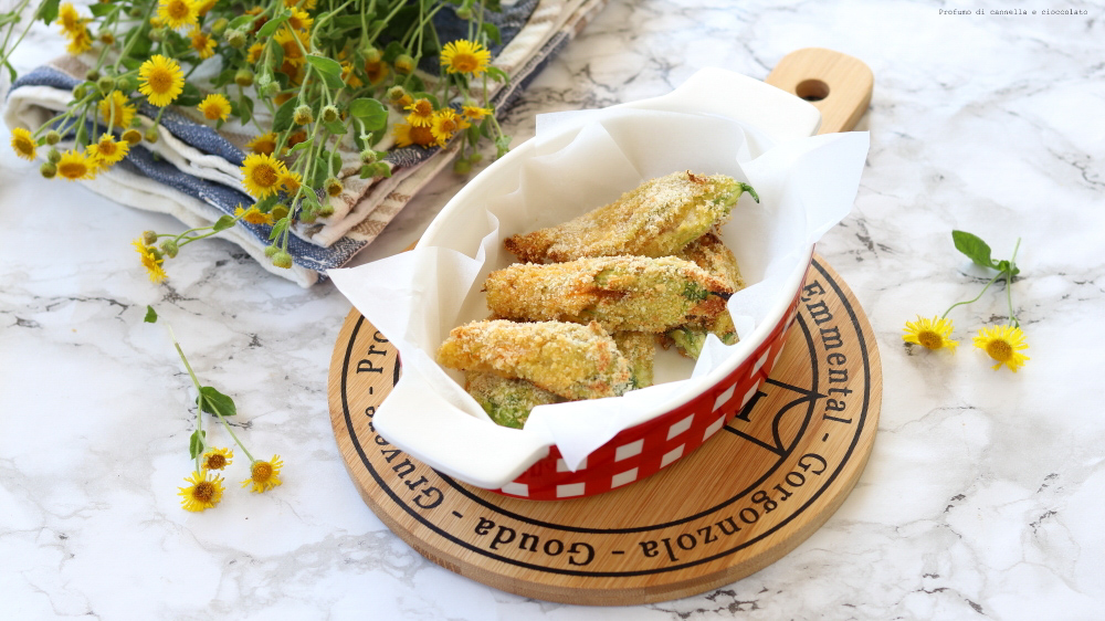 Fiori di zucca ripieni al forno