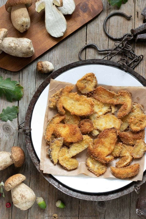 Funghi porcini impanati e fritti Profumo di Cannella e Cioccolato