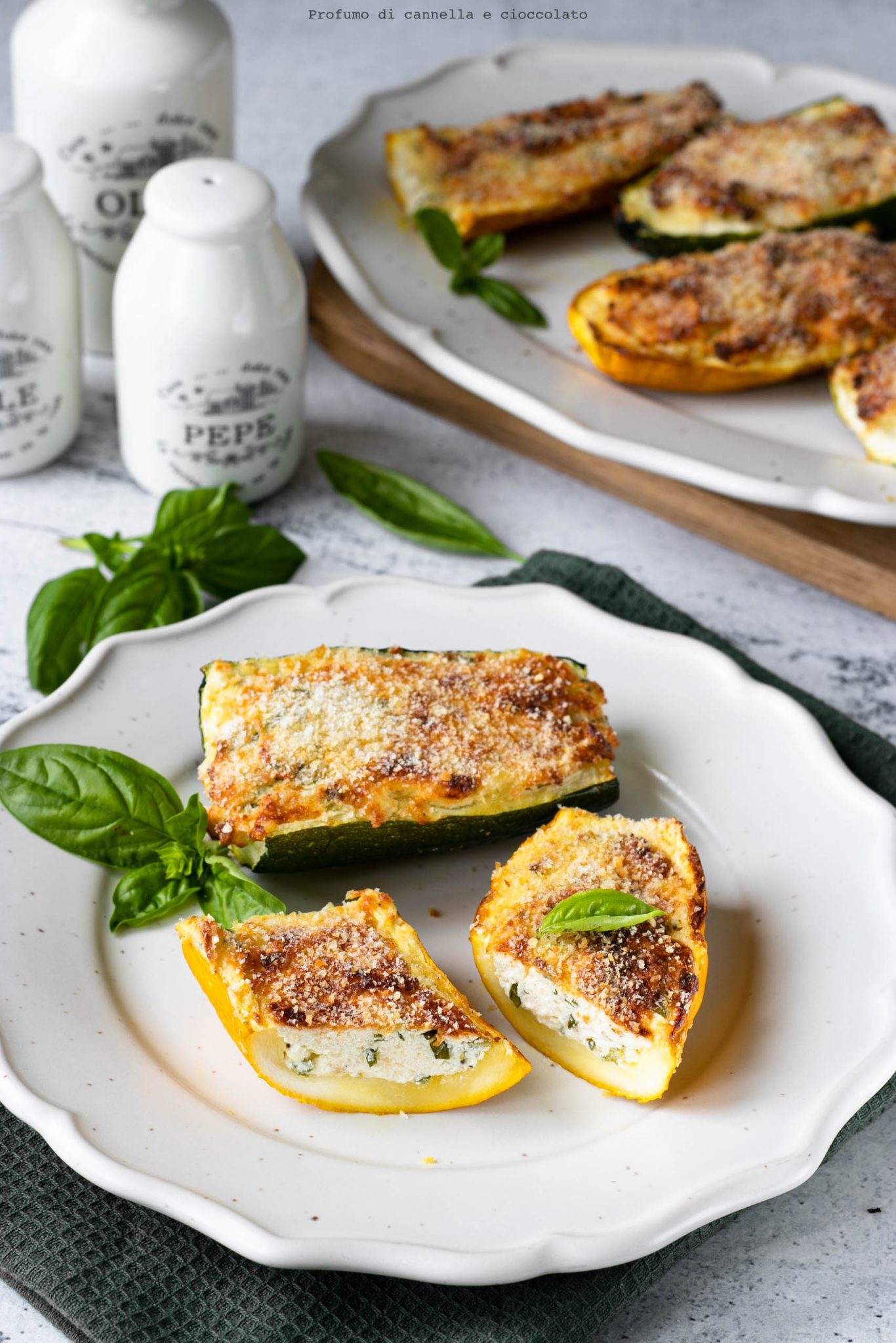 Zucchine ripiene ricotta e basilico | Profumo di Cannella e Cioccolato